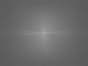 Gray, fine-grained background with fine light lines emanating
from the origin. One long each axis, sprays in the positive and negative X
directions, and another pair of opposing sprays at about 100°/280°. Some white
dots near the origin, a bit like grid points. There's other faint texturing
that's hard to describe—patches of very short light streaks.